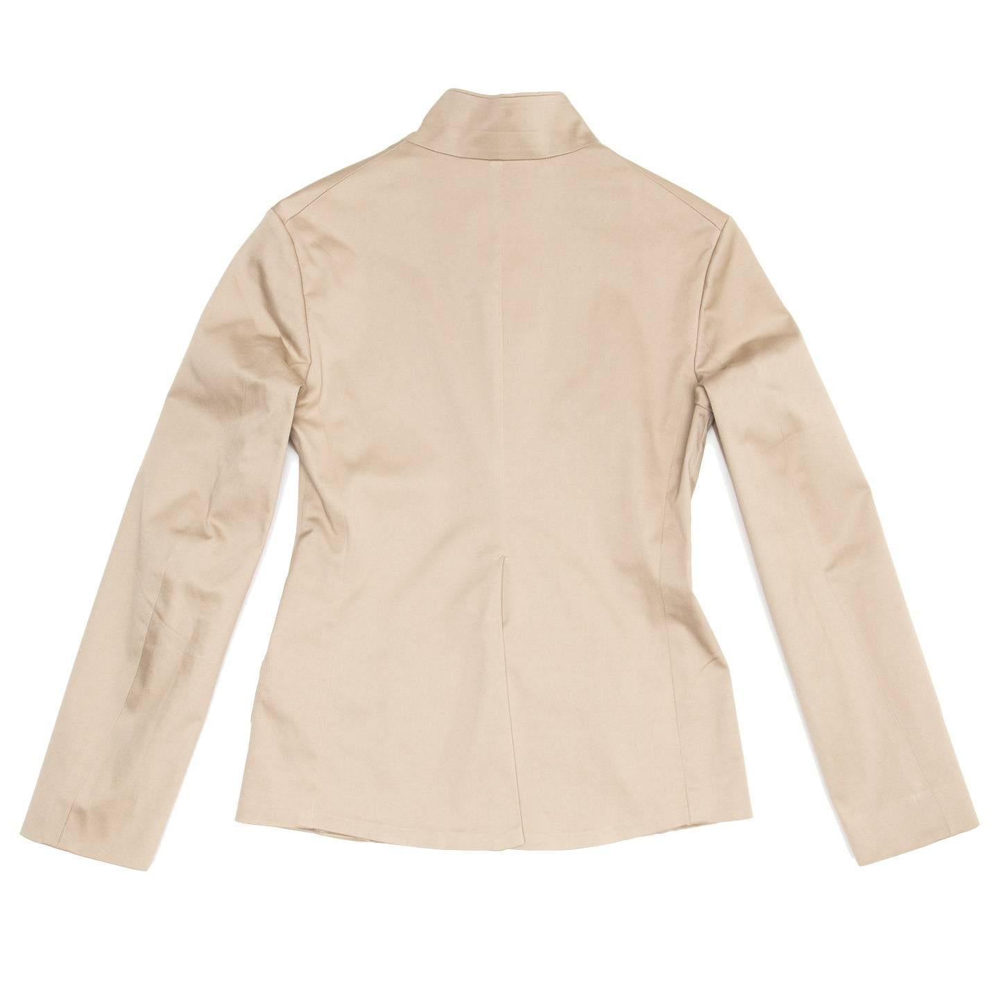 Beige Jil Sander Taupe Cotton Blazer For Sale