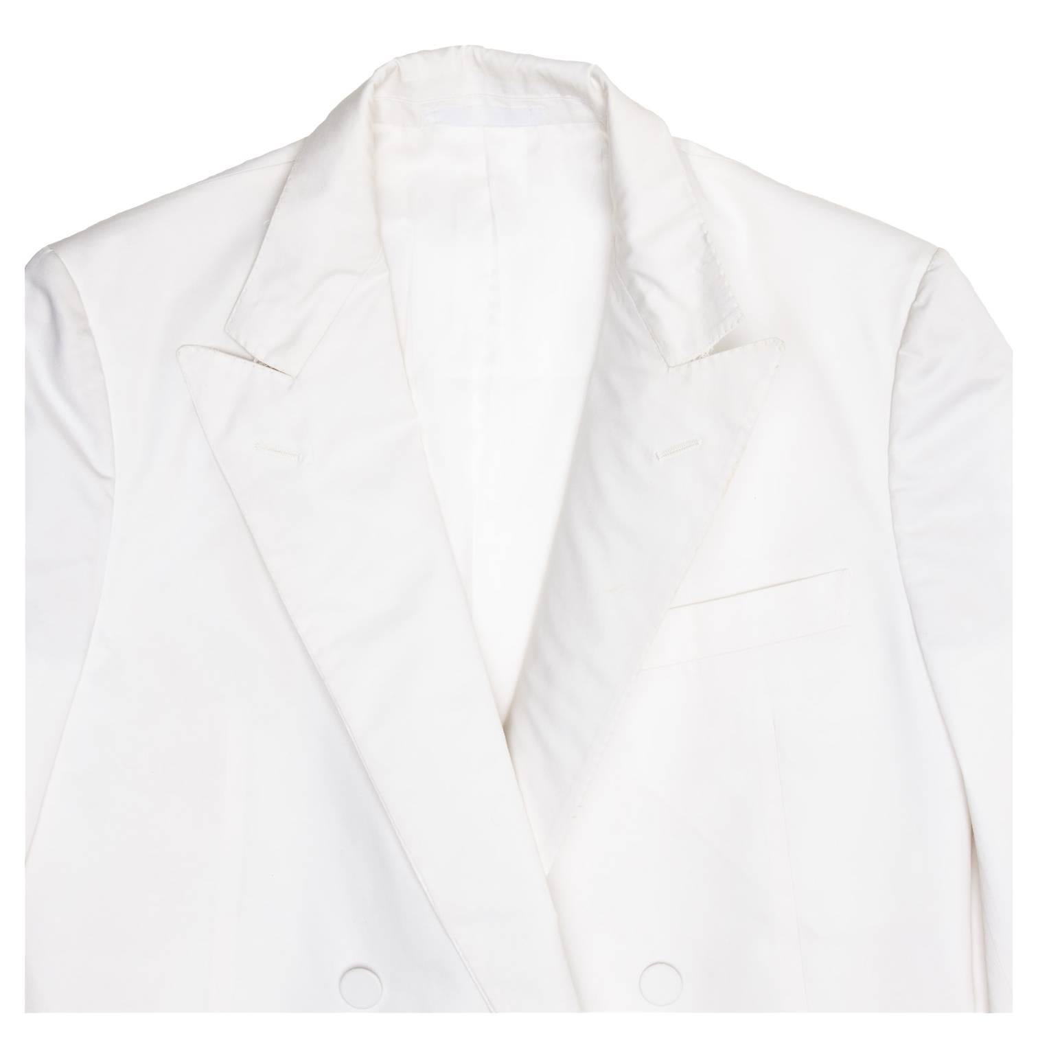Lanvin White Cotton Boxy Blazer In New Condition For Sale In Brooklyn, NY