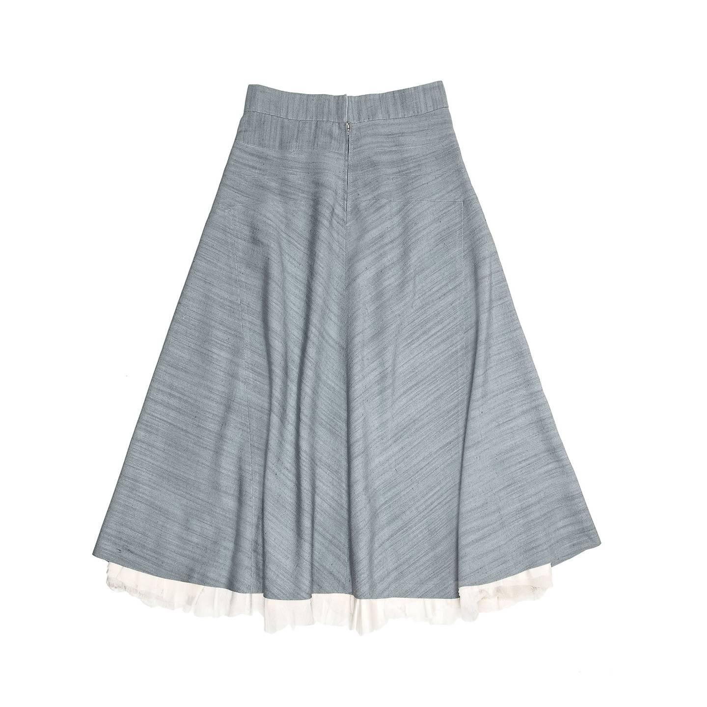 Gray Marc Jacobs Sky Blue A-Line Skirt For Sale