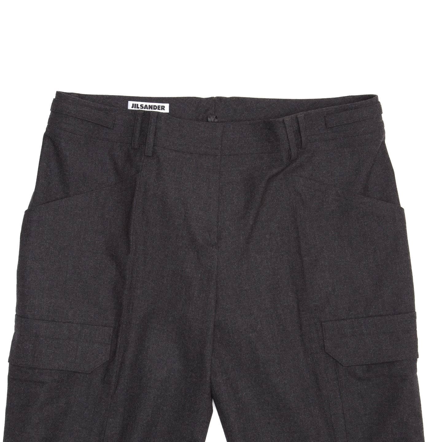 Women's Jil Sander Grey Wool Cargo Style Pants For Sale