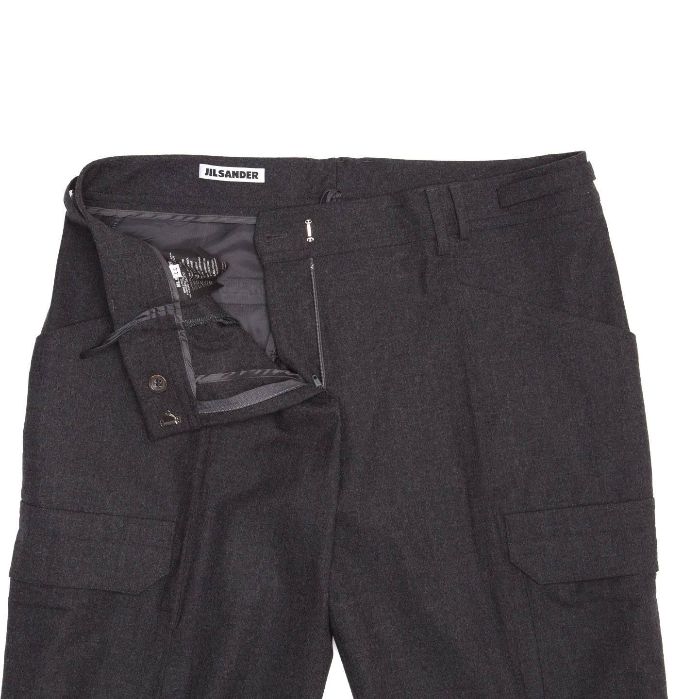Jil Sander Grey Wool Cargo Style Pants For Sale 1