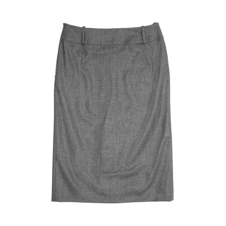 Jil Sander Grey Wool Pleated Skirt For Sale at 1stDibs