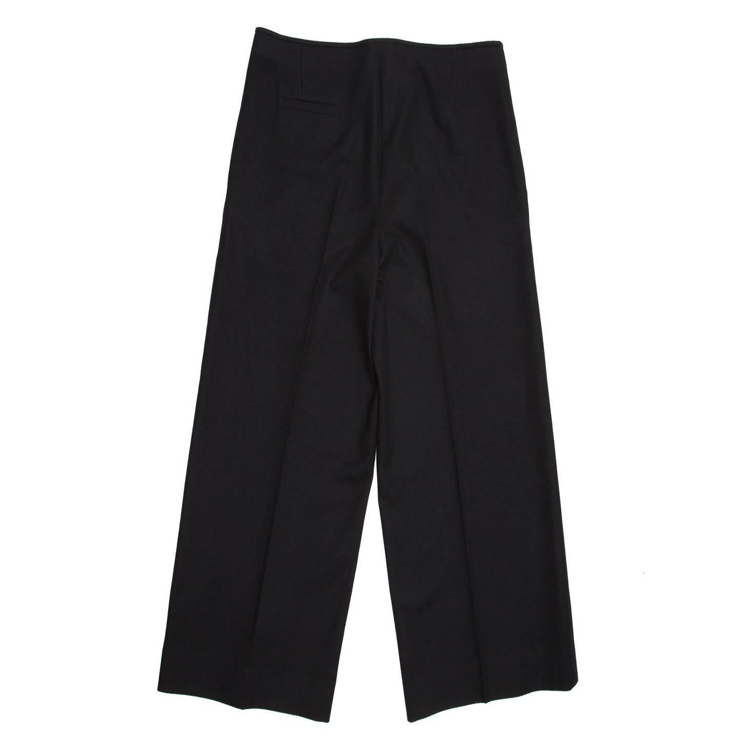 Jil Sander Black Wool Cropped Trousers In Excellent Condition For Sale In Brooklyn, NY