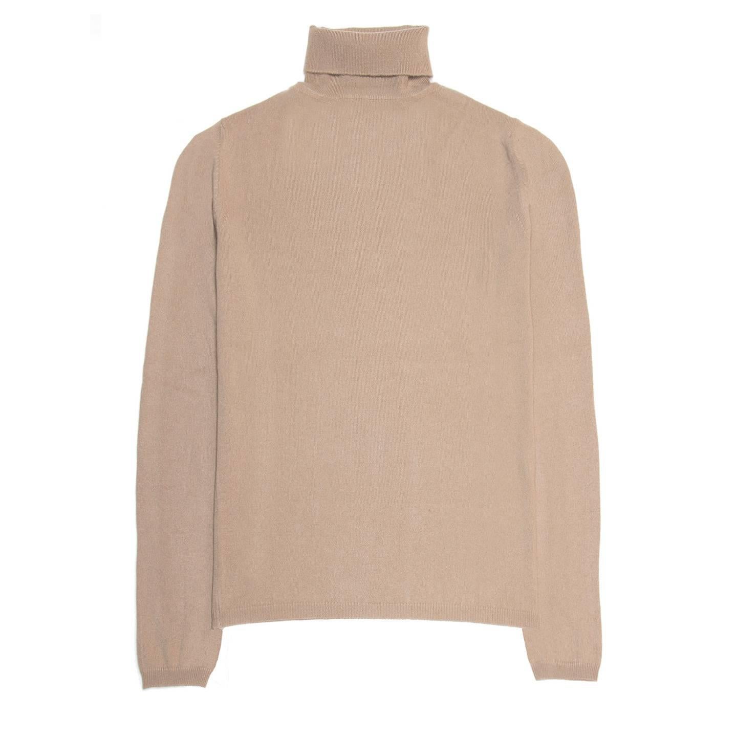 Beige Jil Sander Brown Cashmere Rollneck Sweater For Sale