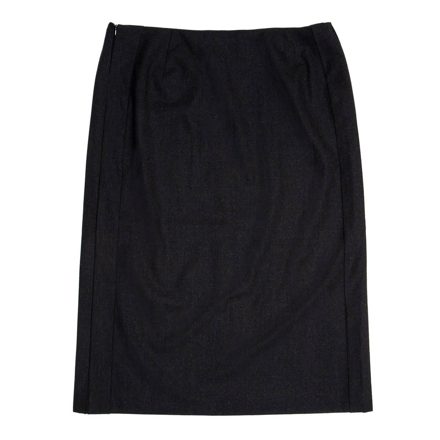 Black Jil Sander Grey Stetch Wool Skirt For Sale