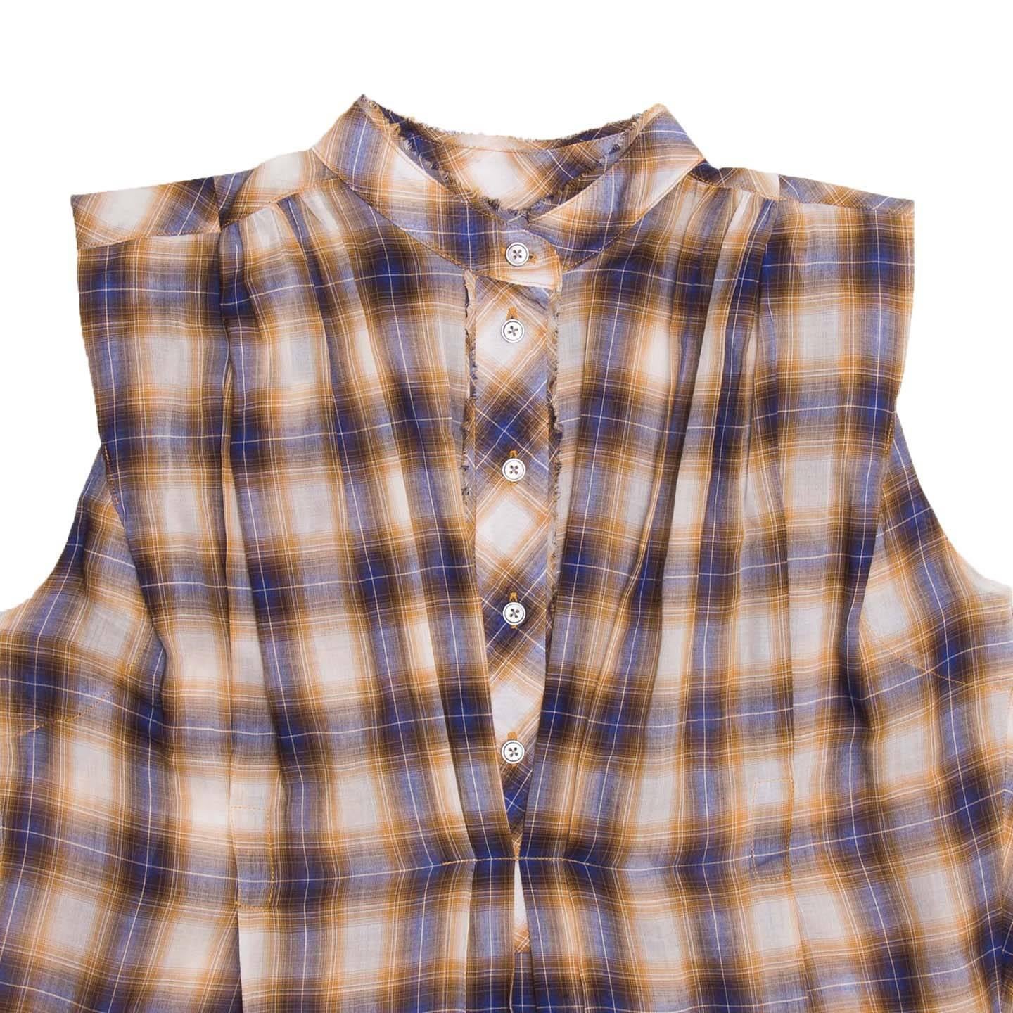 Marc Jacobs Gold & Blue Plaid Cotton Shirt In New Condition For Sale In Brooklyn, NY