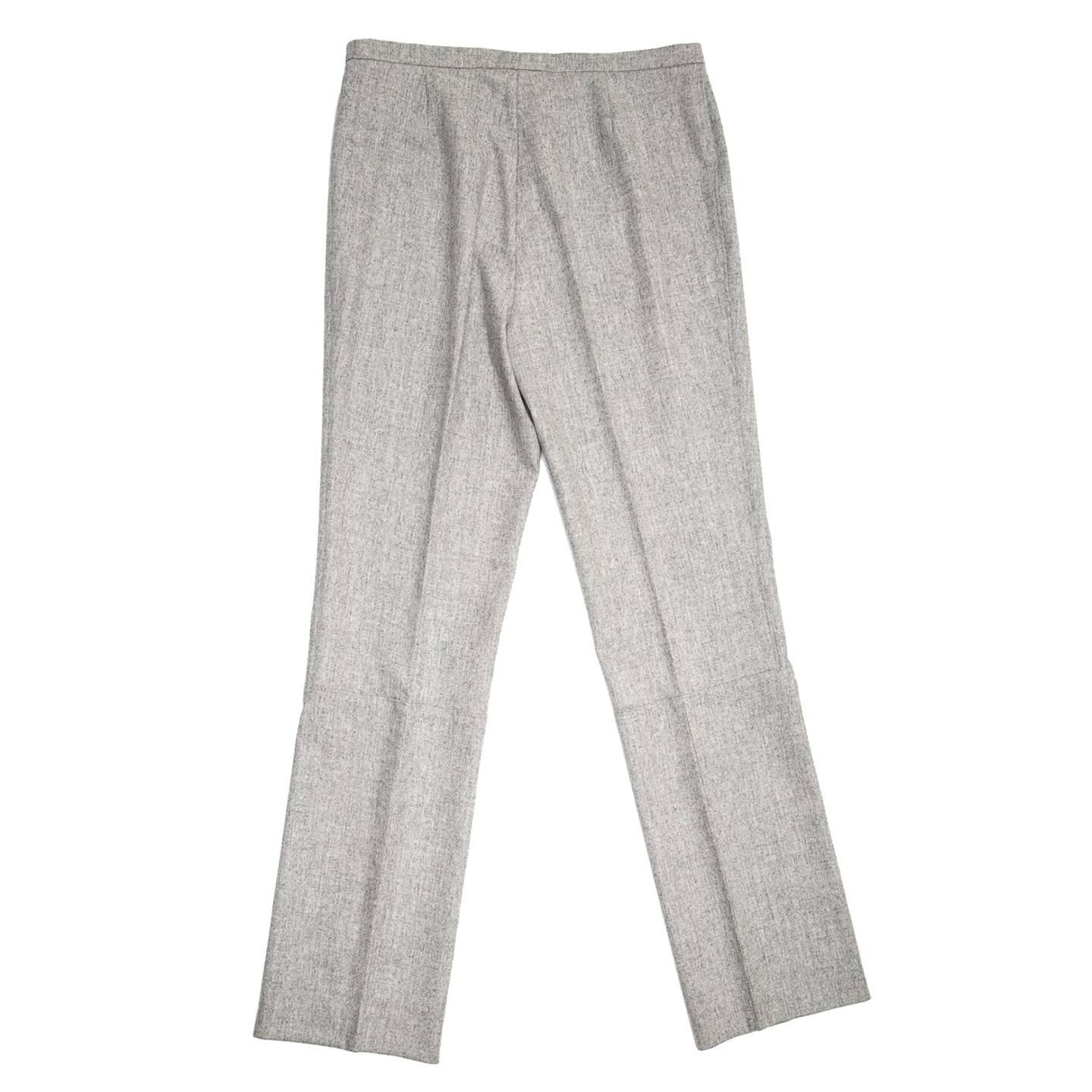 Gray Jil Sander Grey Wool Classic Pants For Sale