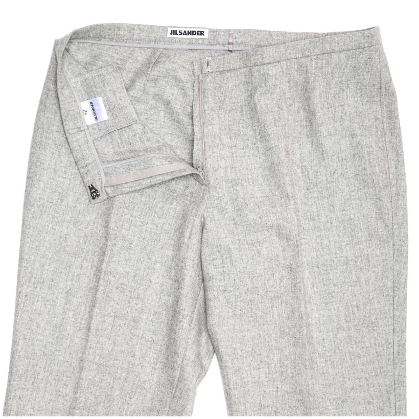 Jil Sander Grey Wool Classic Pants For Sale 1