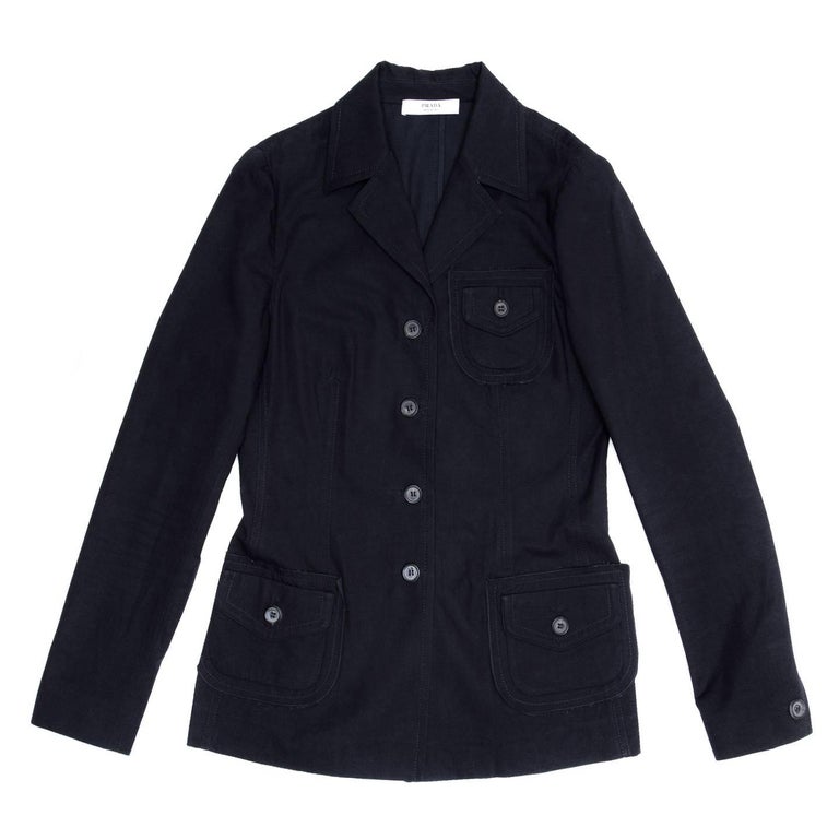 Prada Navy Cotton Casual Jacket For Sale at 1stDibs
