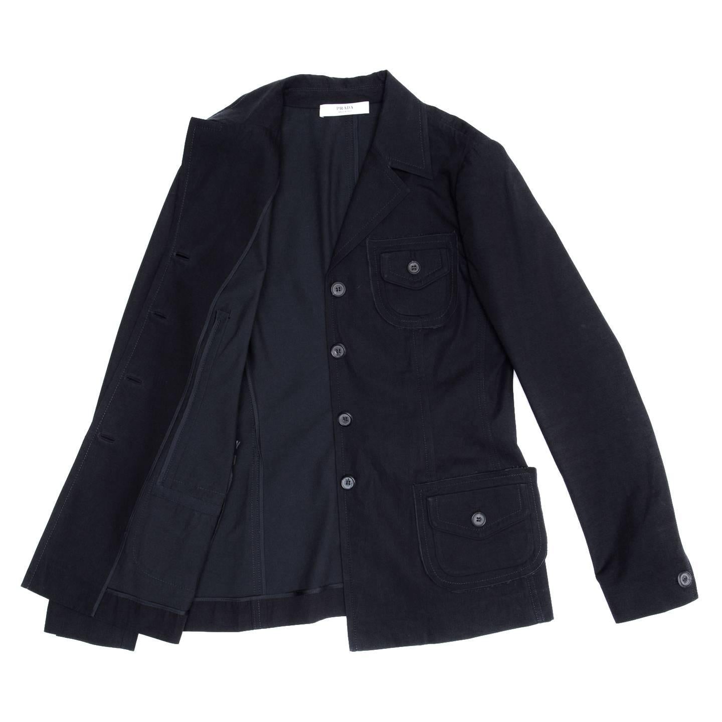 Prada Navy Cotton Casual Jacket In New Condition For Sale In Brooklyn, NY