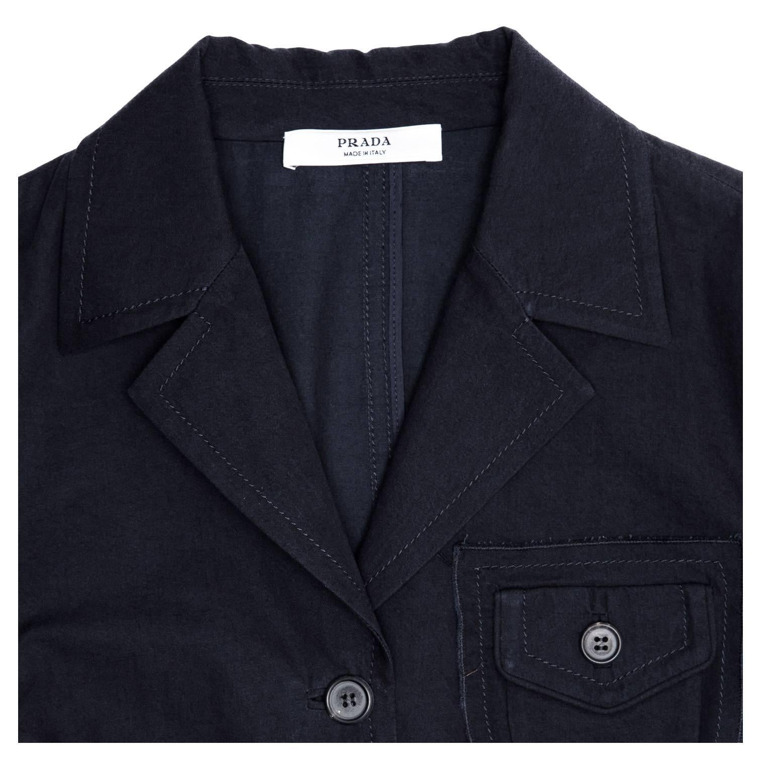 Women's Prada Navy Cotton Casual Jacket For Sale
