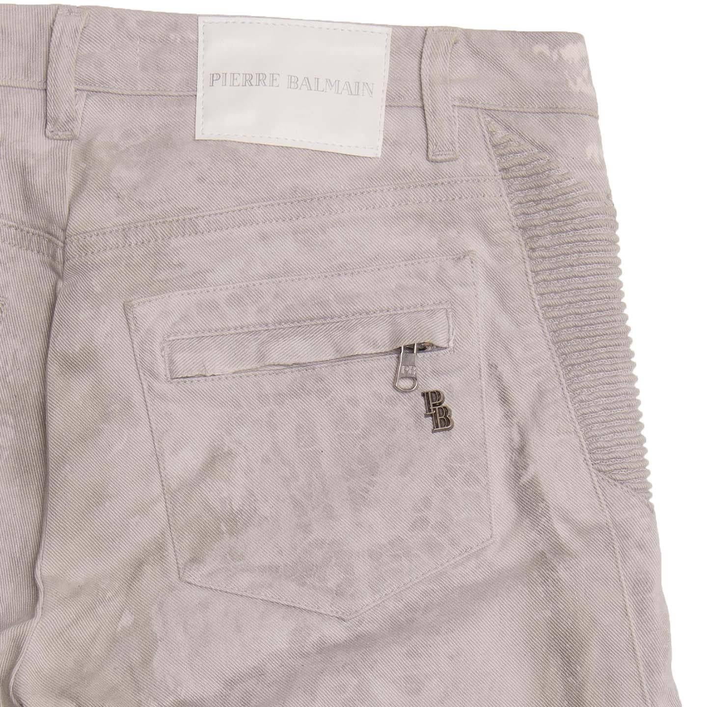 Pierre Balmain Grey Biker Style Jeans In New Condition In Brooklyn, NY