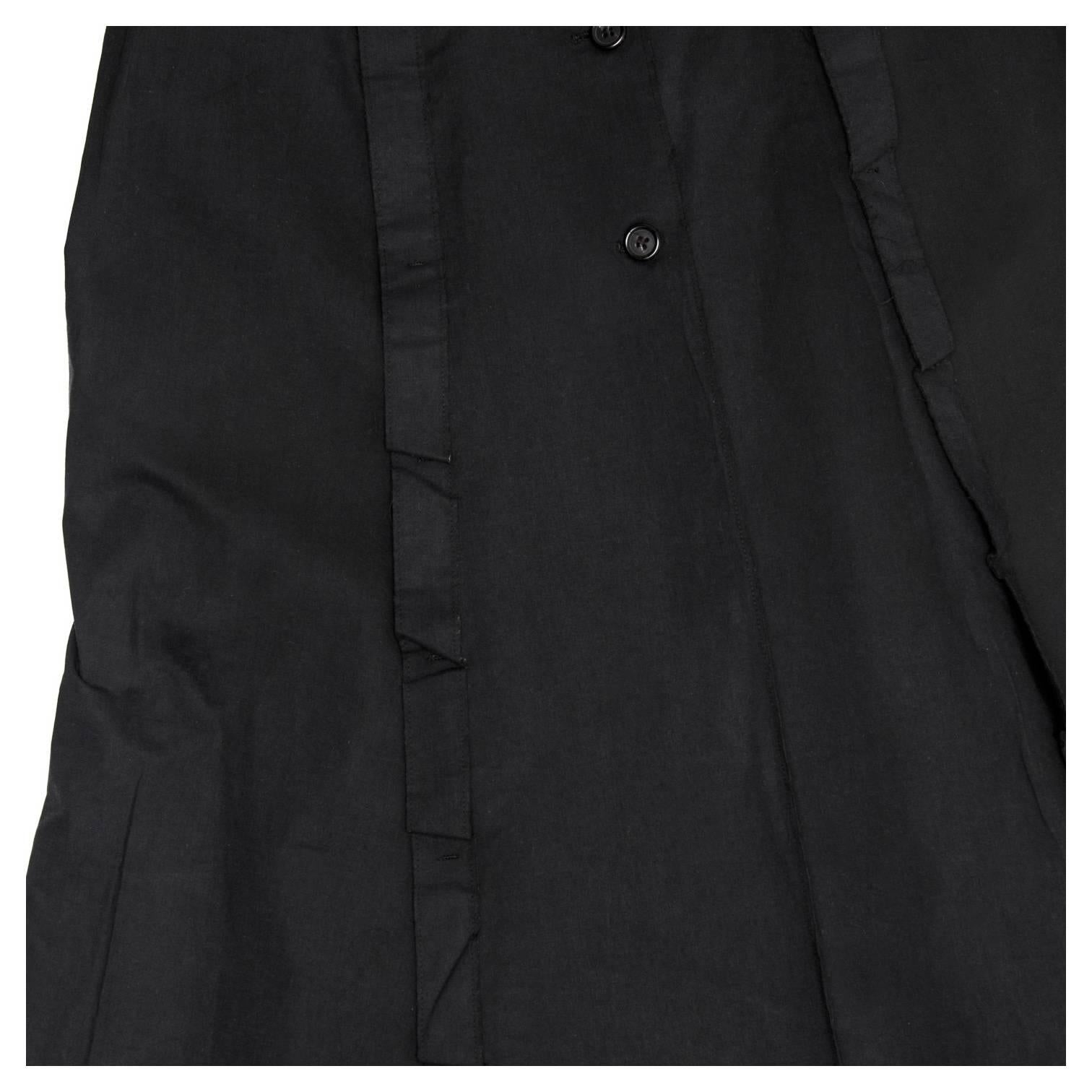 Prada Black Cotton Princess Cut Coat In Excellent Condition For Sale In Brooklyn, NY