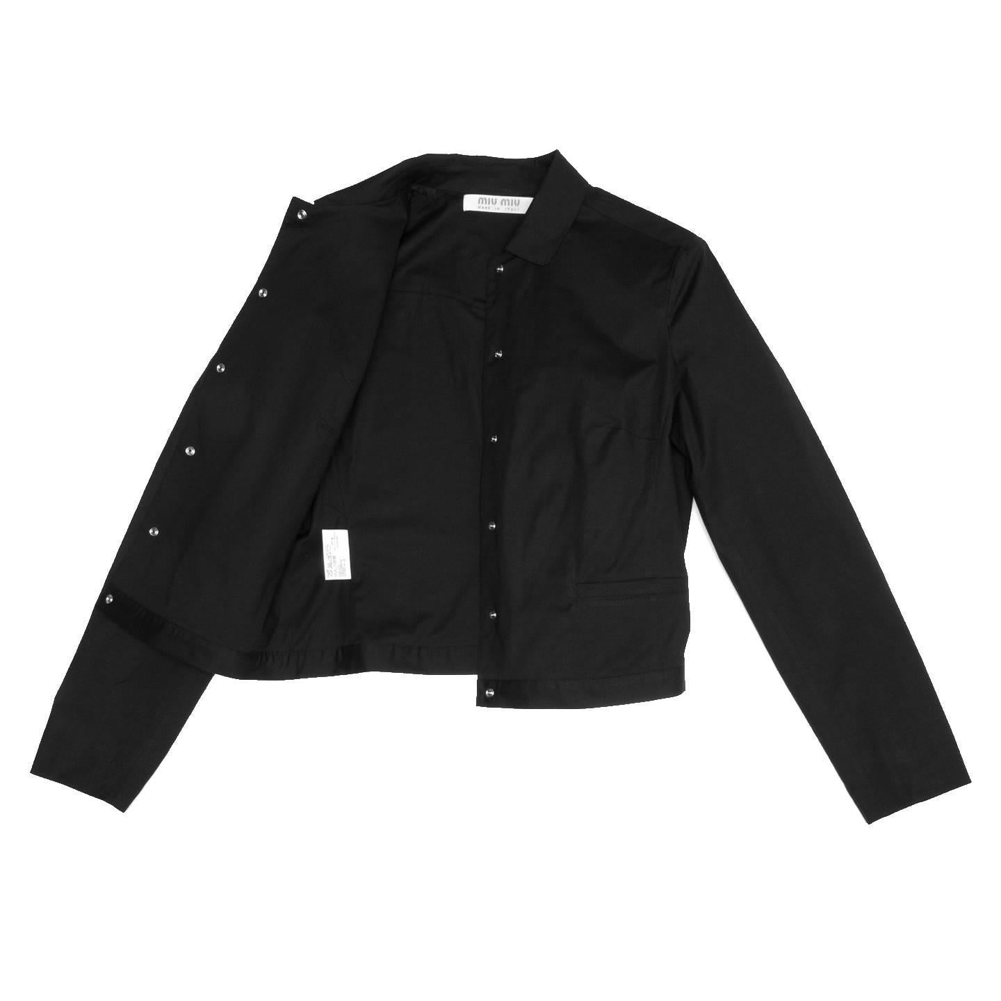 Women's Miu Miu Black Cotton Snap Jacket For Sale