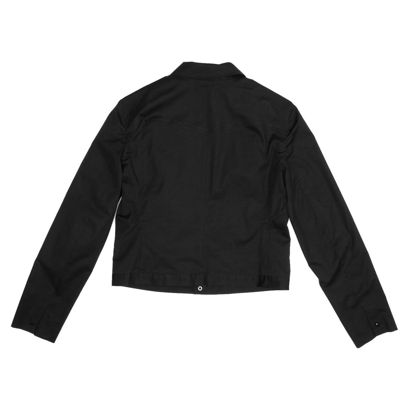 Miu Miu Black Cotton Snap Jacket In New Condition For Sale In Brooklyn, NY