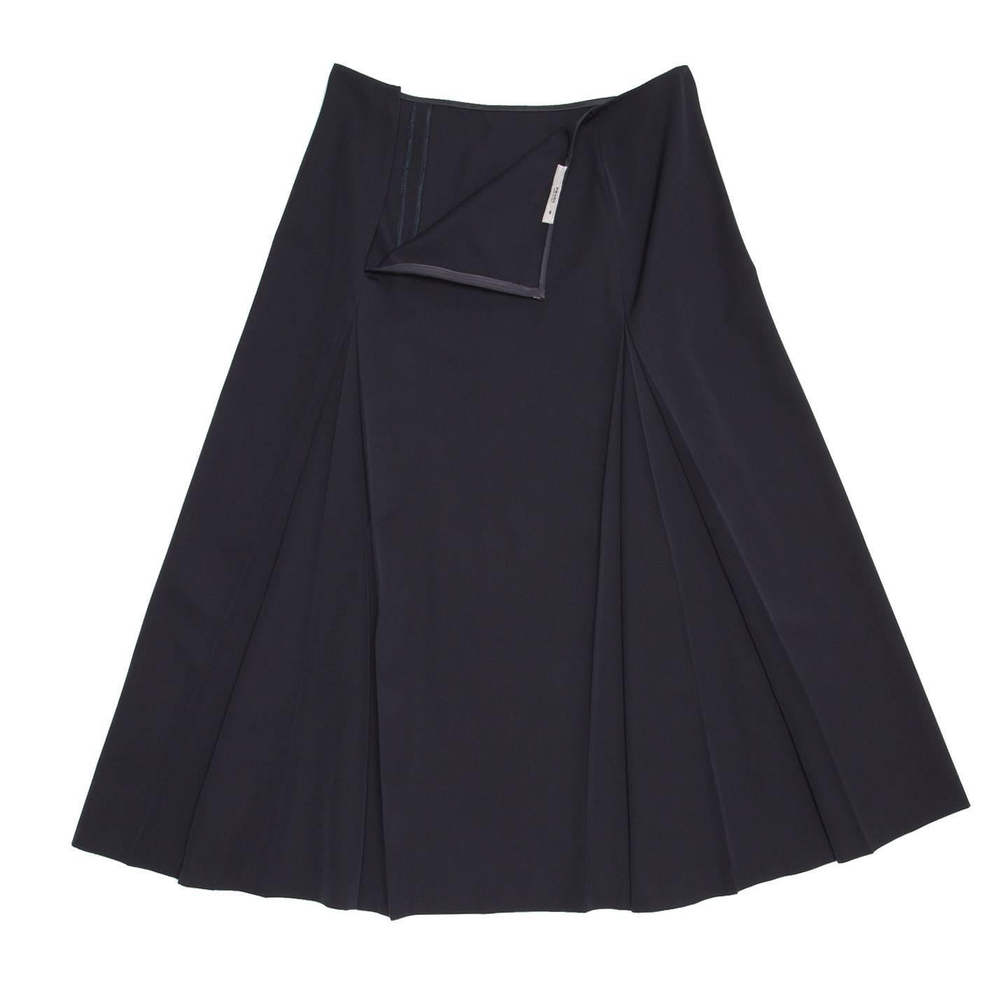 Black Prada Midnight Blue Wool Skirt For Sale