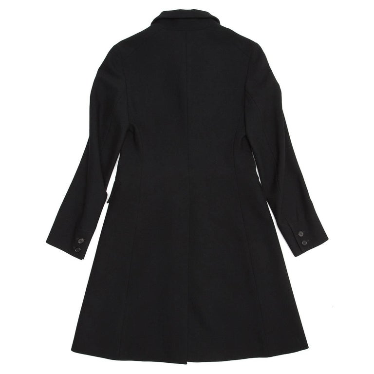 Prada Black Wool Riding Style Coat For Sale at 1stDibs