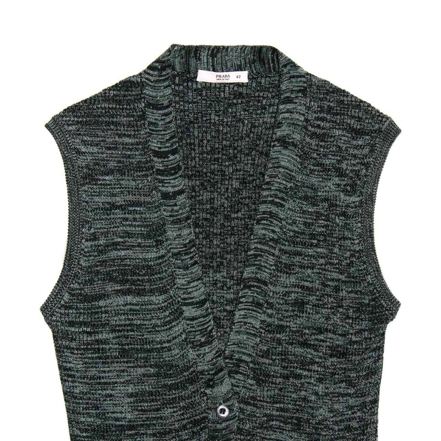 Black Prada Forest Green Sleeveless Cardigan For Sale