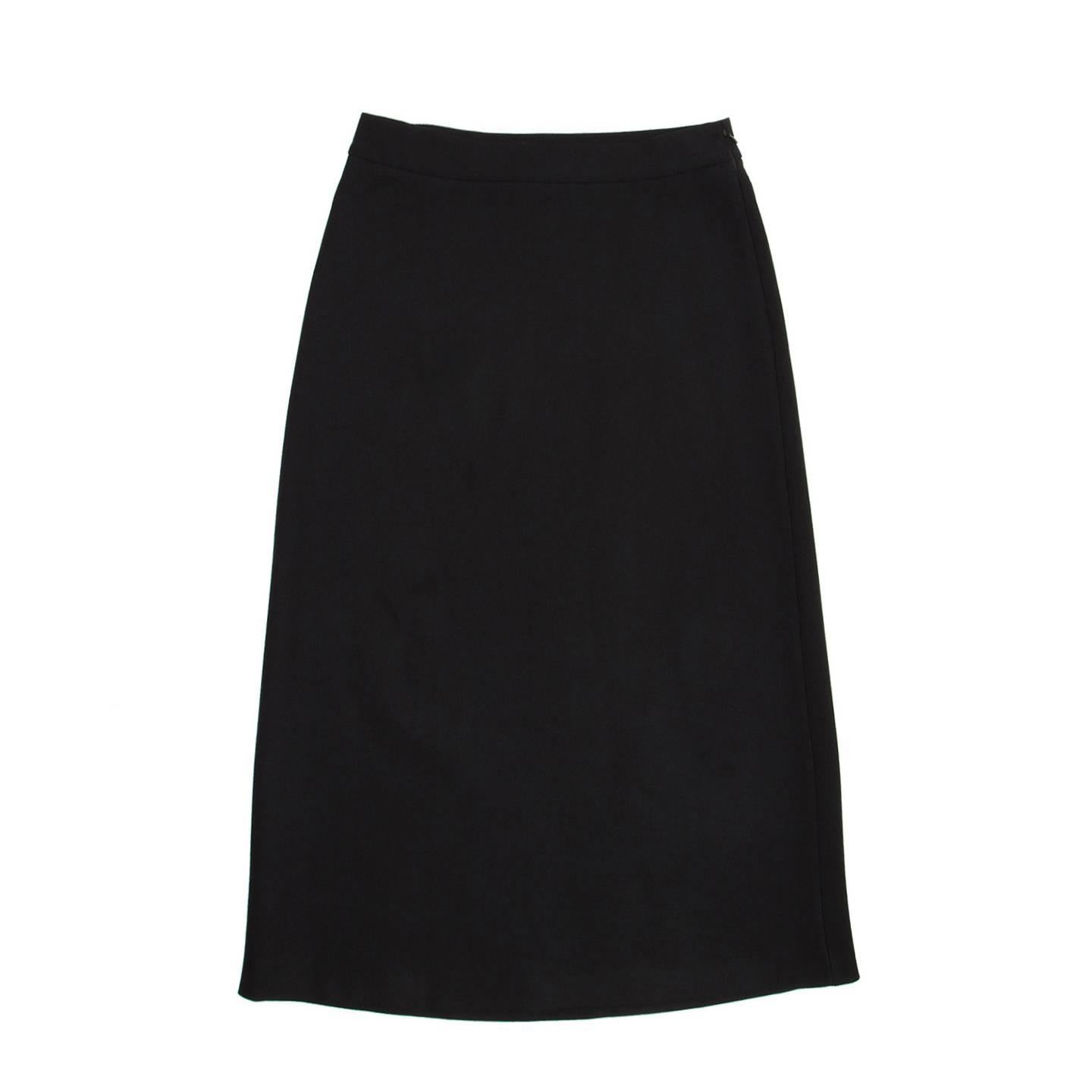 Prada Black Wool A-Line Skirt For Sale