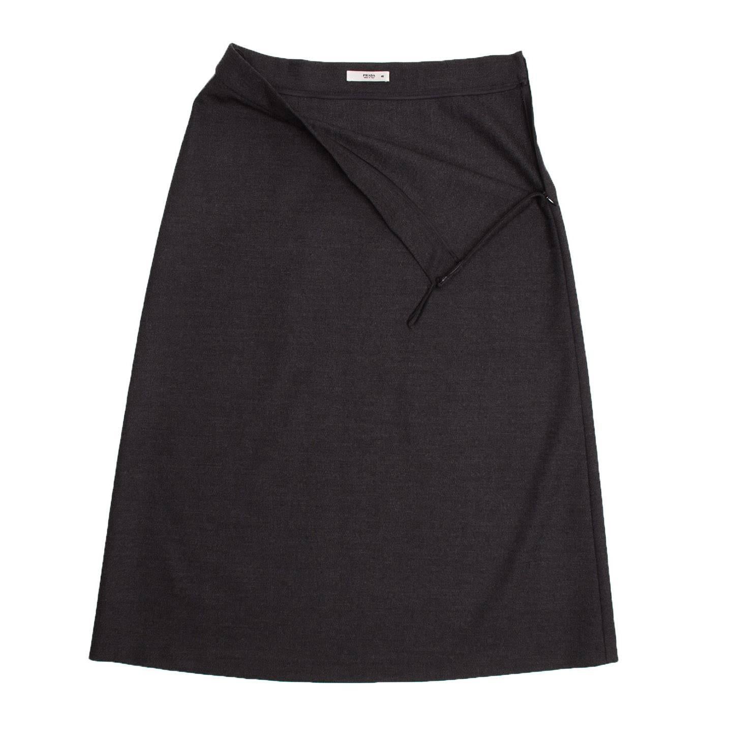 Black Prada Charcoal Grey A-Line Skirt For Sale