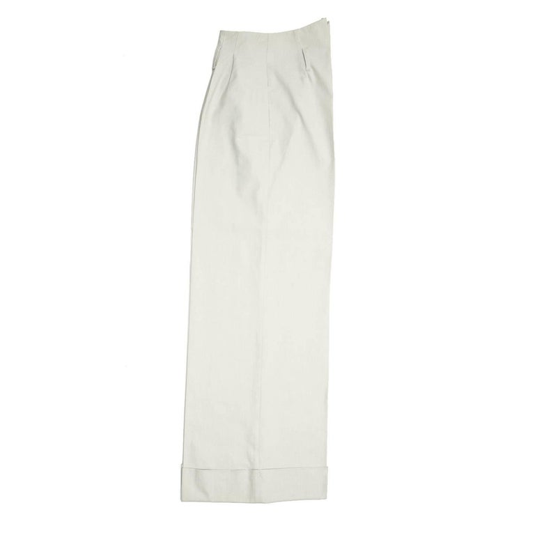 Stella McCartney Ecru Cotton Wide Pants For Sale at 1stDibs
