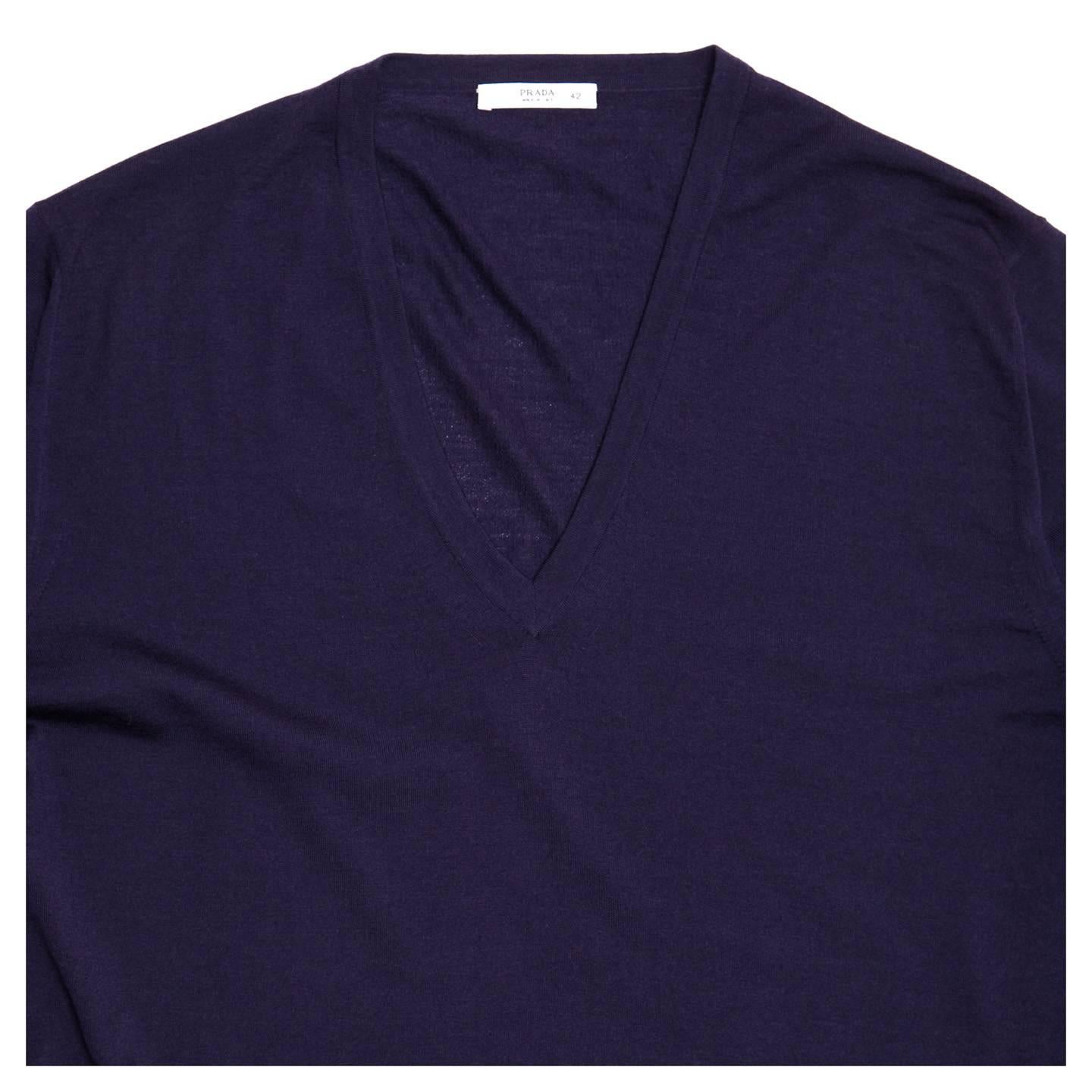 Prada Purple Blue Wool Pullover In New Condition For Sale In Brooklyn, NY
