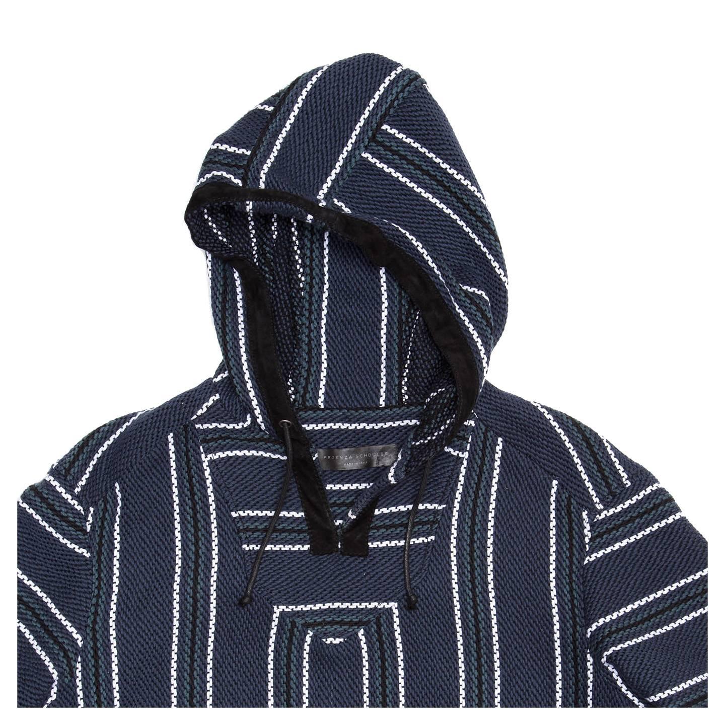 Black Proenza Schouler Blue Striped Hooded Sweater For Sale