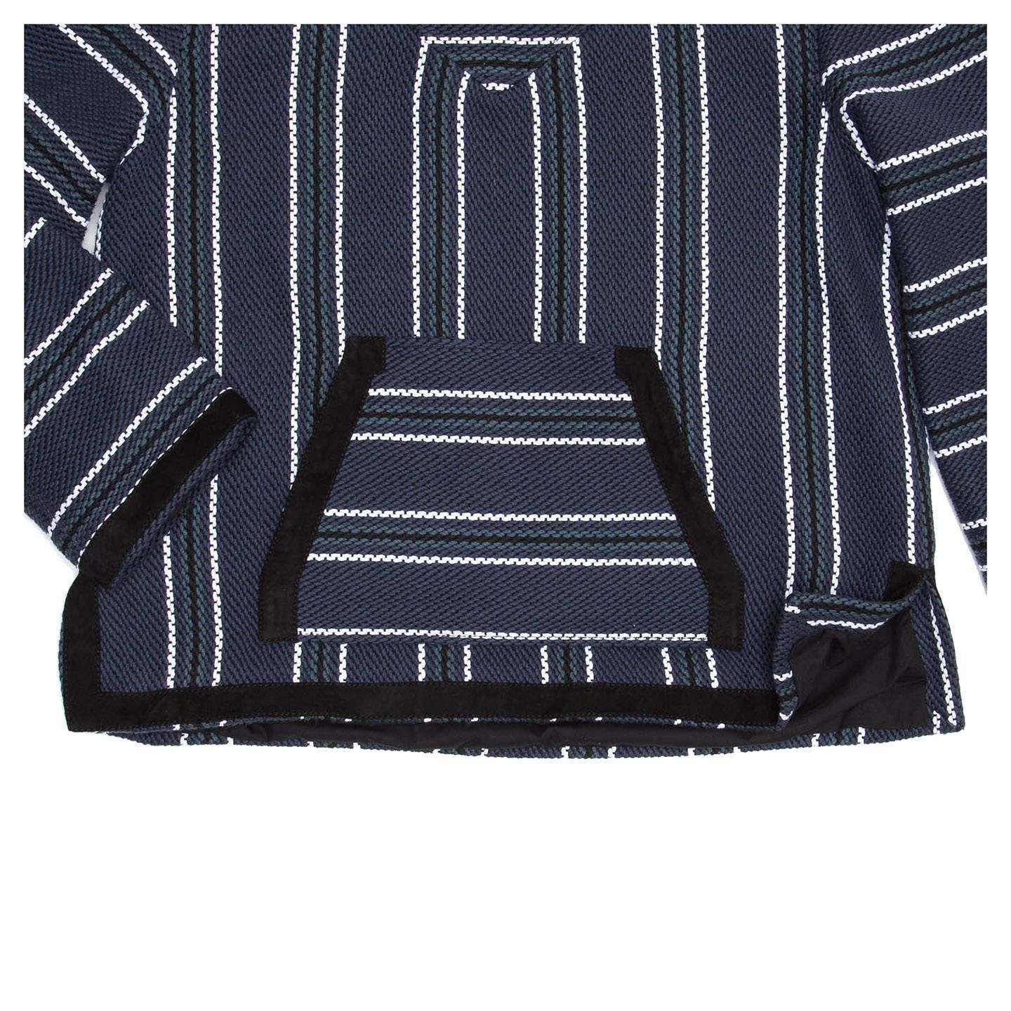 Proenza Schouler Blue Striped Hooded Sweater In New Condition For Sale In Brooklyn, NY