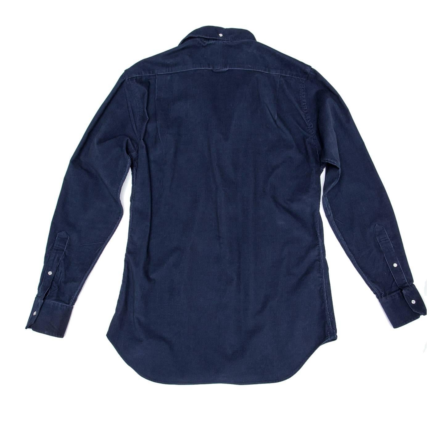 Black Thom Browne Denim Blue Corduroy Shirt For Man For Sale