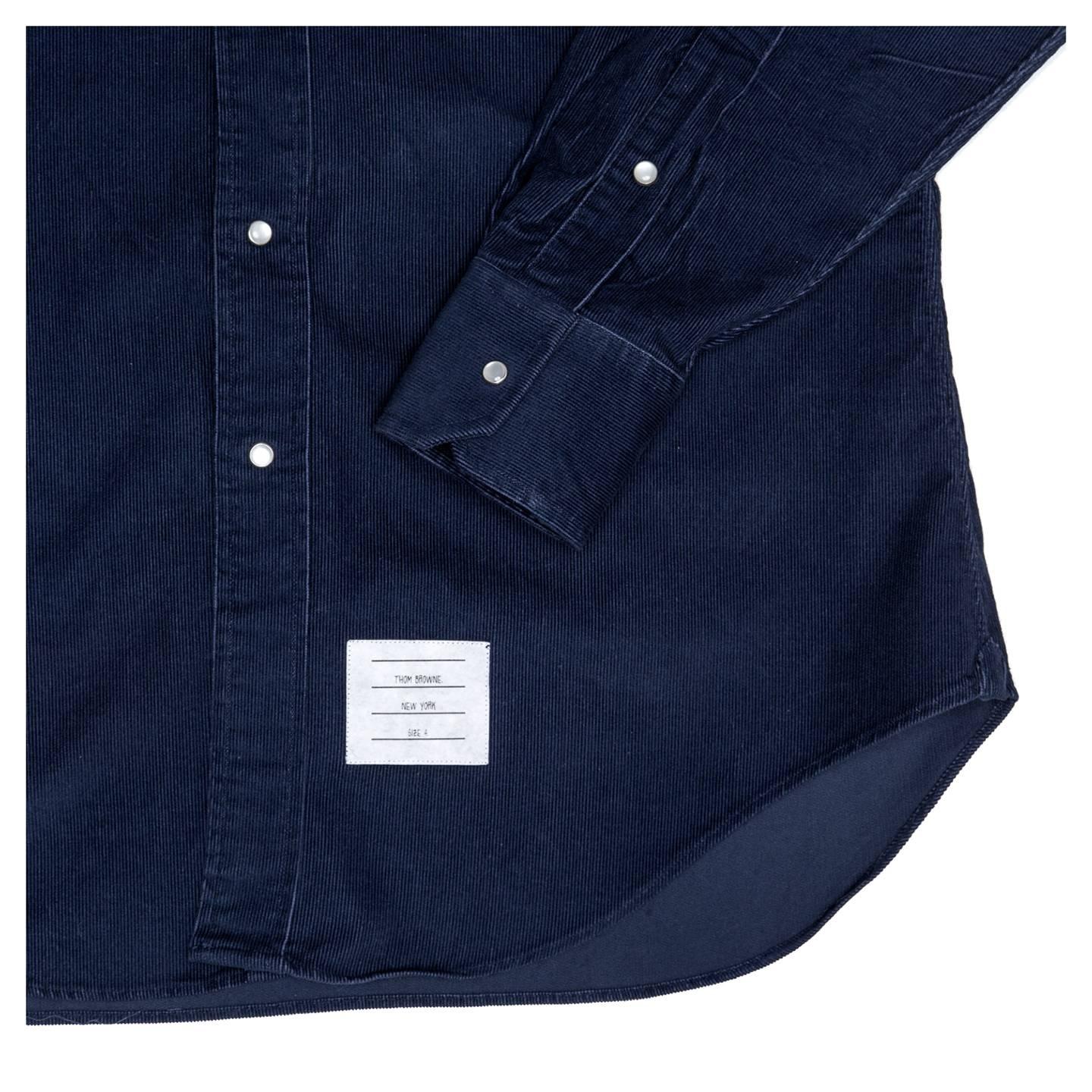 Men's Thom Browne Denim Blue Corduroy Shirt For Man For Sale