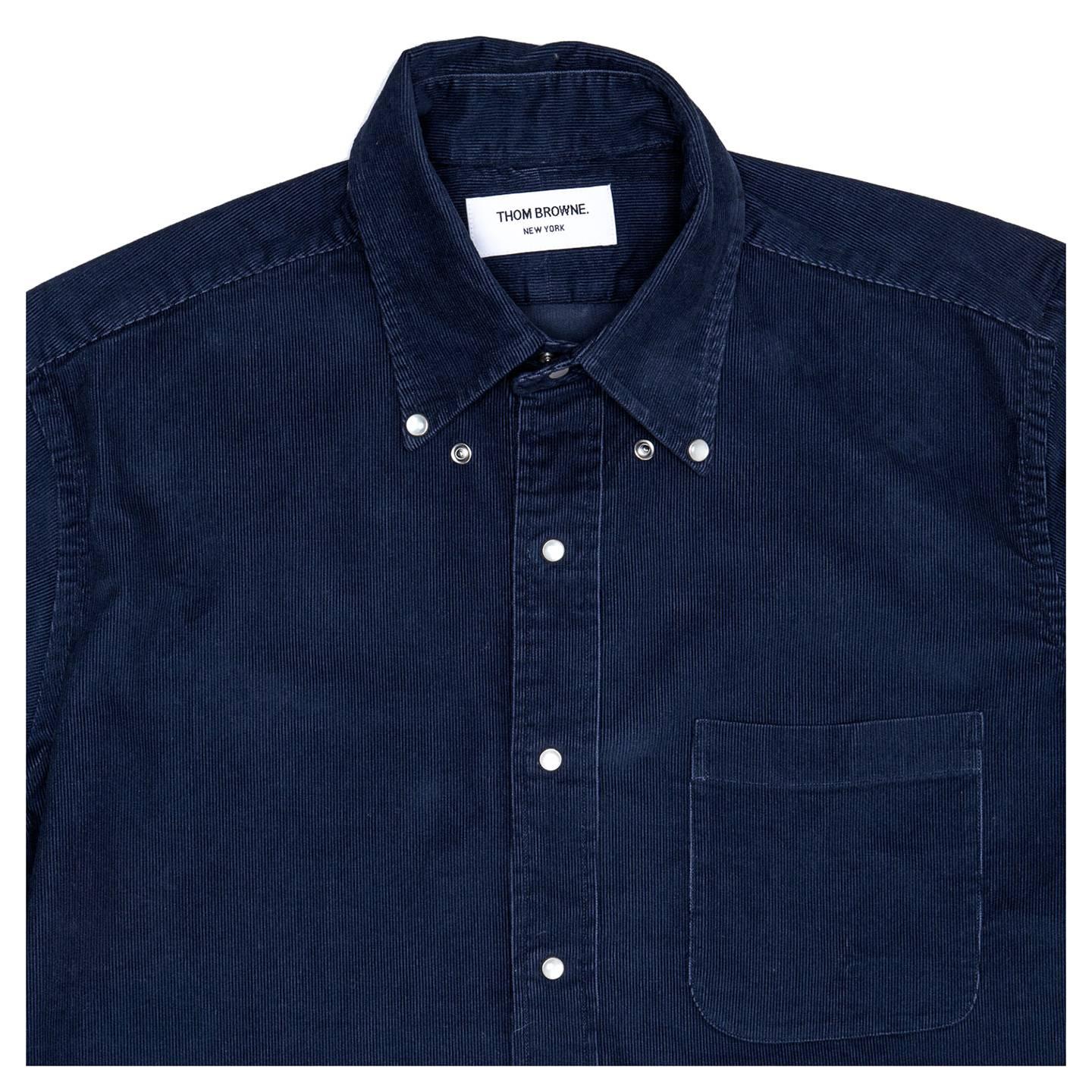 Thom Browne Denim Blue Corduroy Shirt For Man In New Condition For Sale In Brooklyn, NY