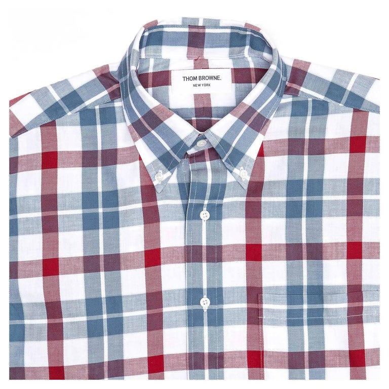 Thom Browne Blue White Red Plaid Shirt For Man at 1stDibs | blue and ...