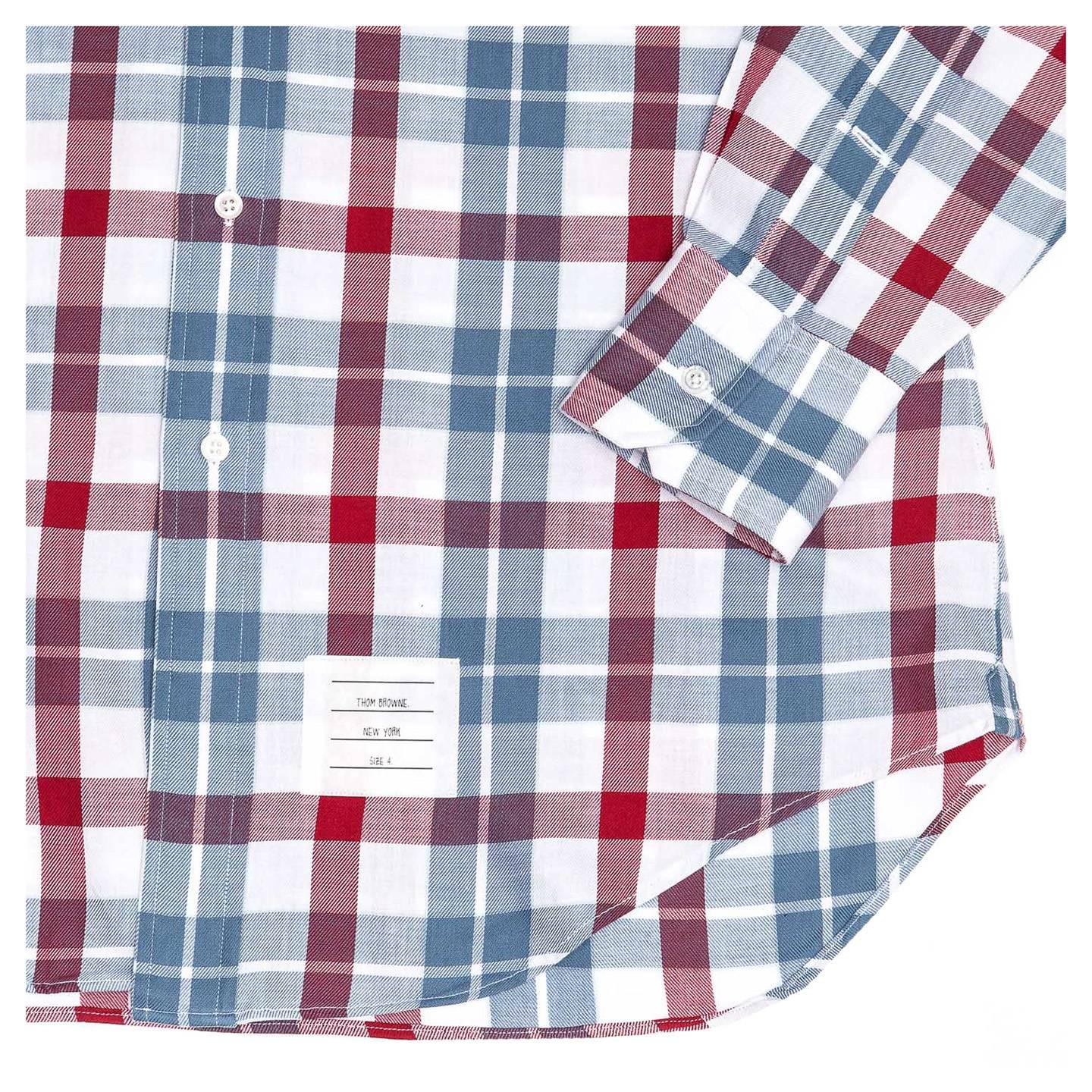 red white and blue plaid shirt