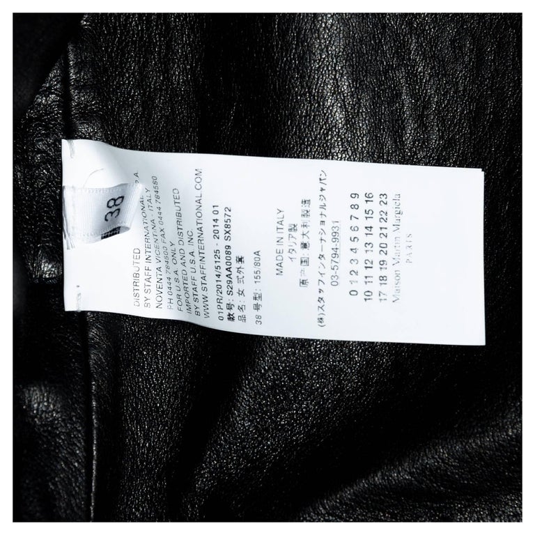Maison Martin Margiela Black Collarless Lamb Leather Coat For Sale at ...
