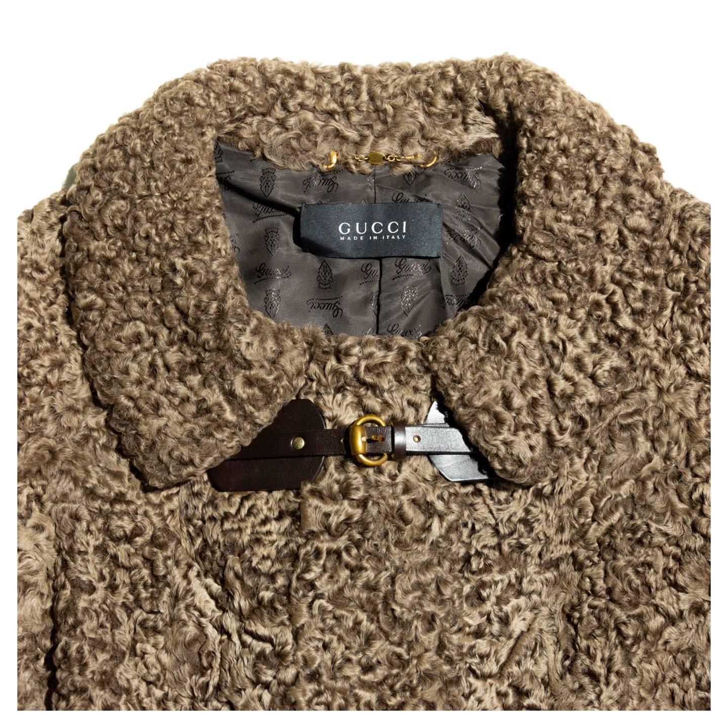 Women's Gucci Cropped Brown Persian Lamb Jacket For Sale