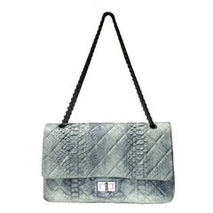 Chanel Jumbo Python Double Flap Bag With Strap