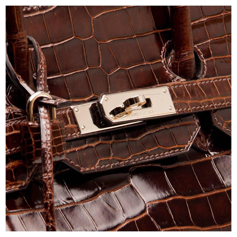 Hermès Birkin Chocolate Brown Porosus Crocodile Bag 35cm w