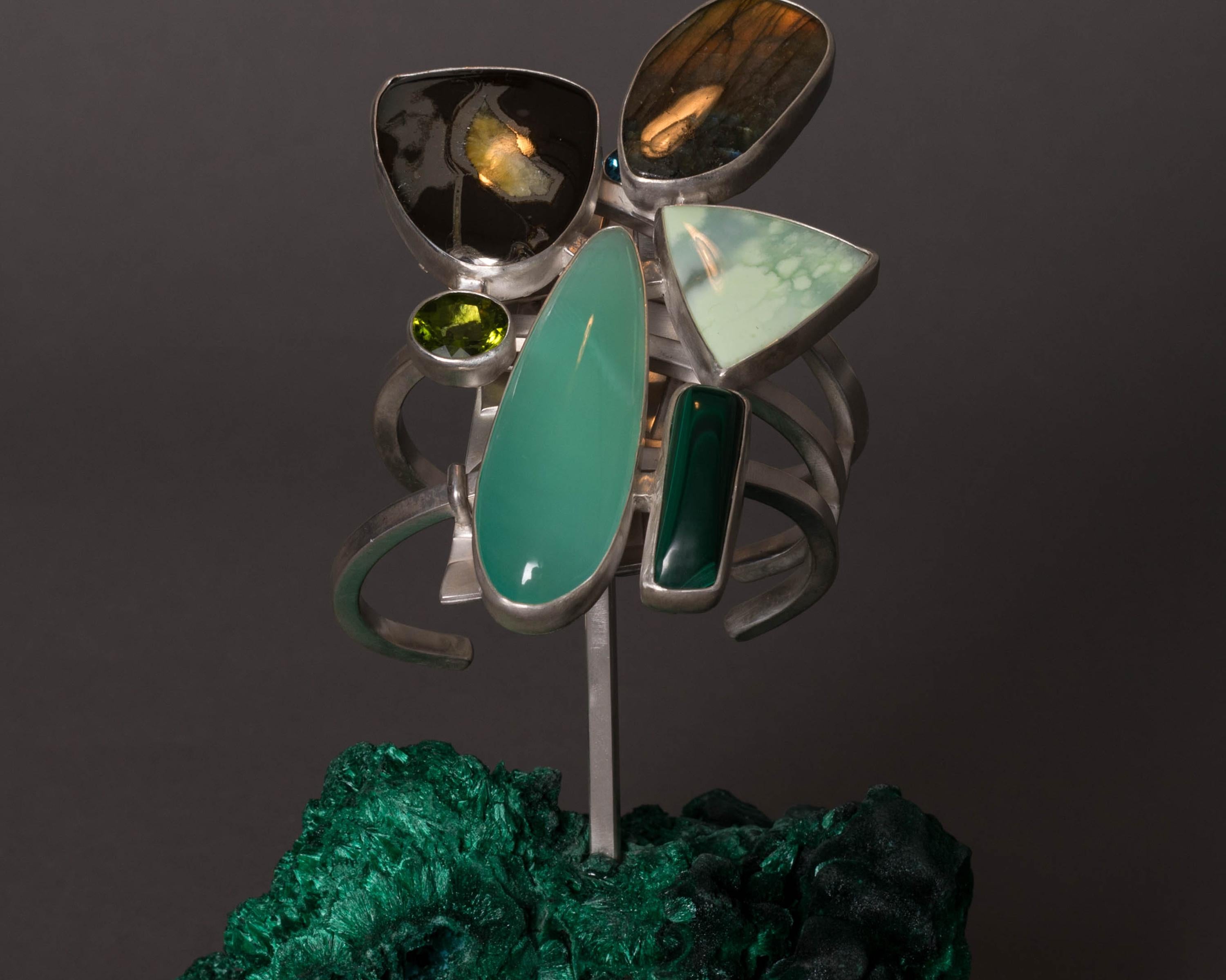 Women's Studio Greytak 'Chrysoprase Bracelet On Malachite' With Ammolite & Labradorite For Sale