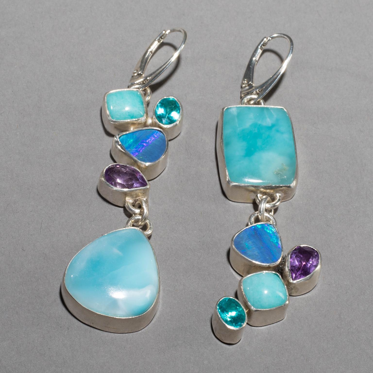 Studio Greytak 'Larimar Earrings on Amethyst' With Opal and Apitite For Sale 5