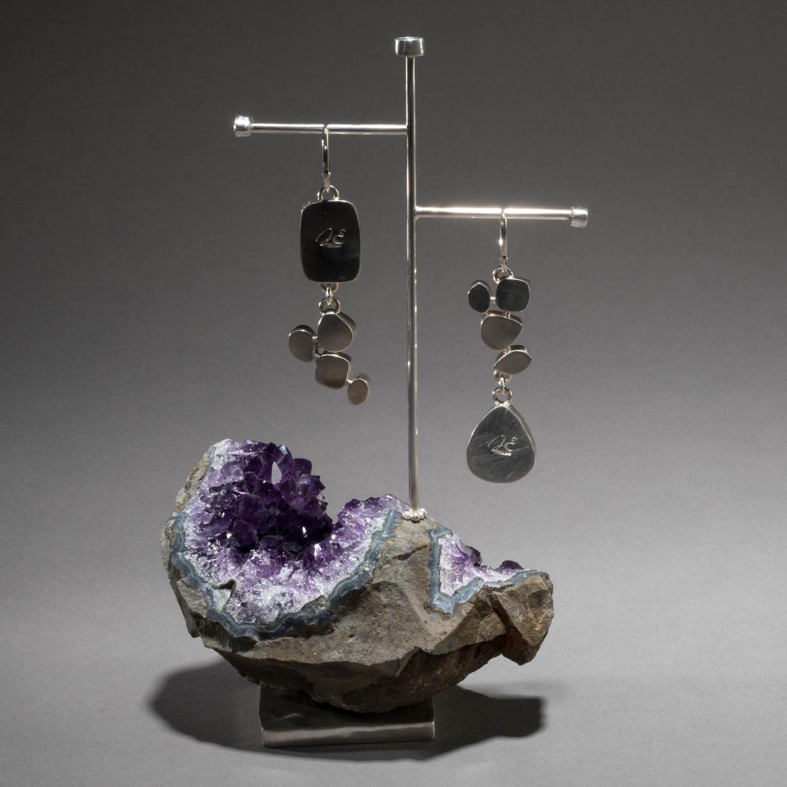 Studio Greytak 'Larimar Earrings on Amethyst' With Opal and Apitite In New Condition For Sale In Missoula, MT
