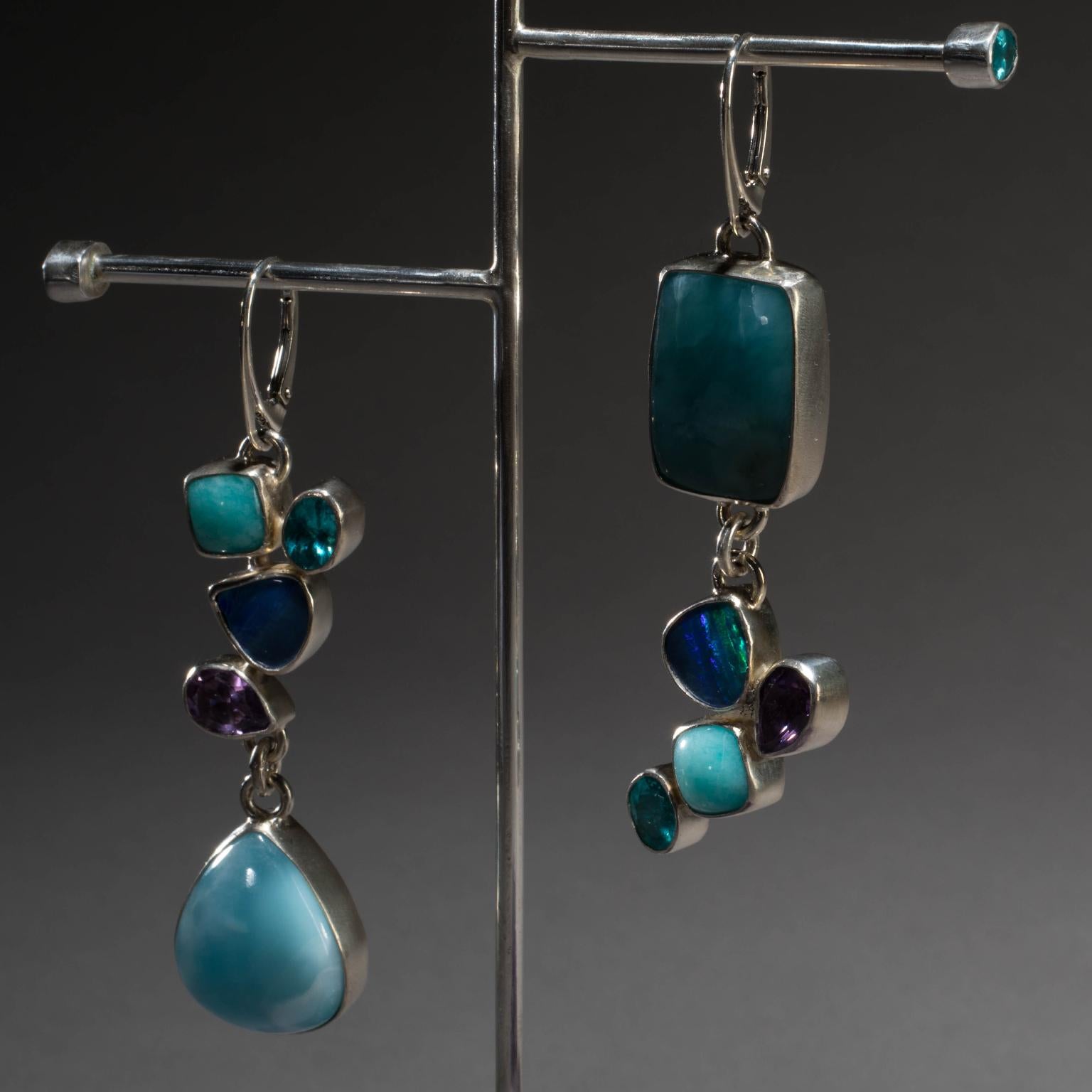 Studio Greytak 'Larimar Earrings on Amethyst' With Opal and Apitite For Sale 3