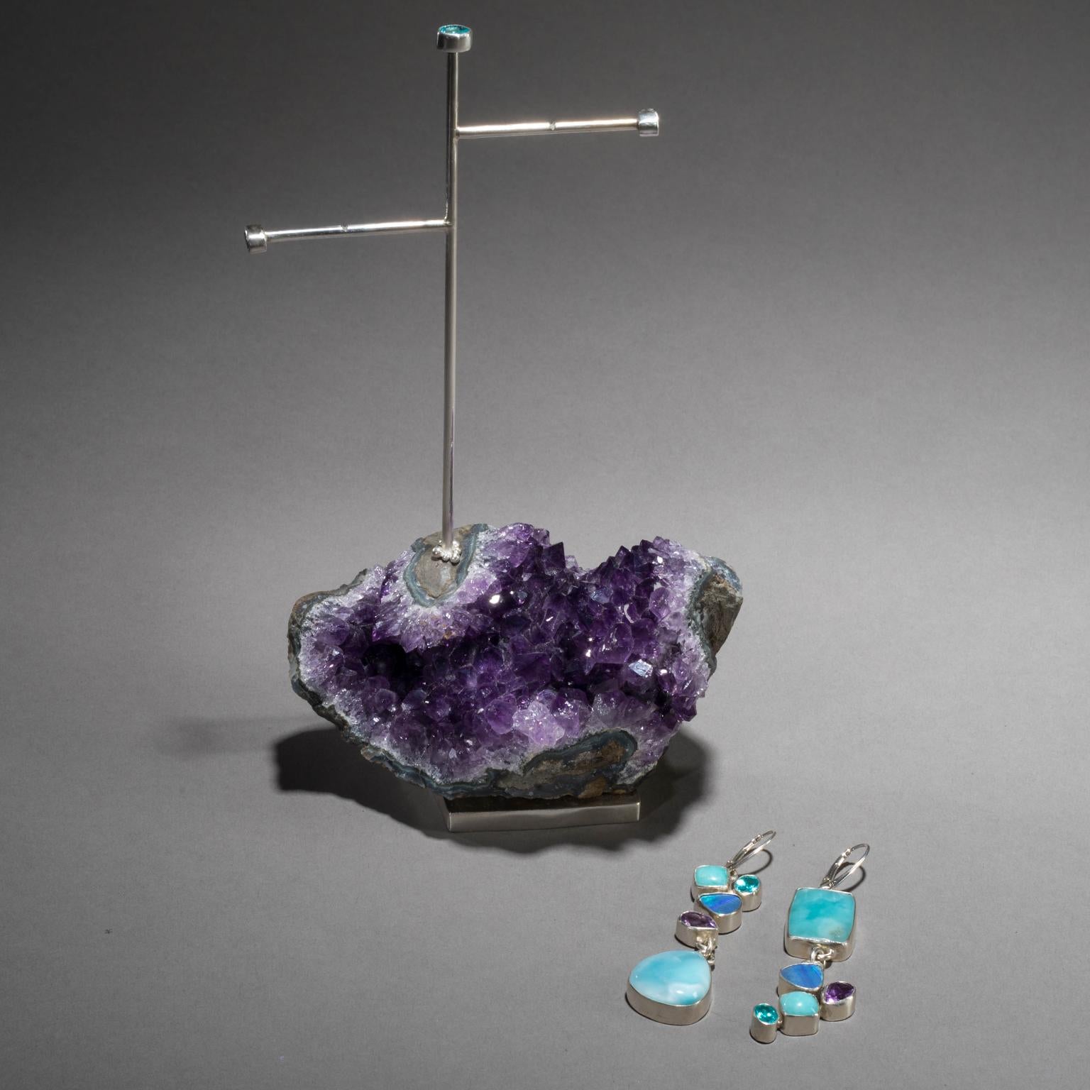 Studio Greytak 'Larimar Earrings on Amethyst' With Opal and Apitite For Sale 4