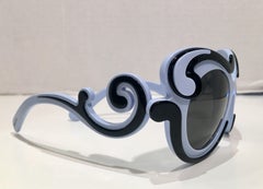 Very Unique Prada Italy Minimal Baroque Swirl Sunglasses in Stunning Periwinkle