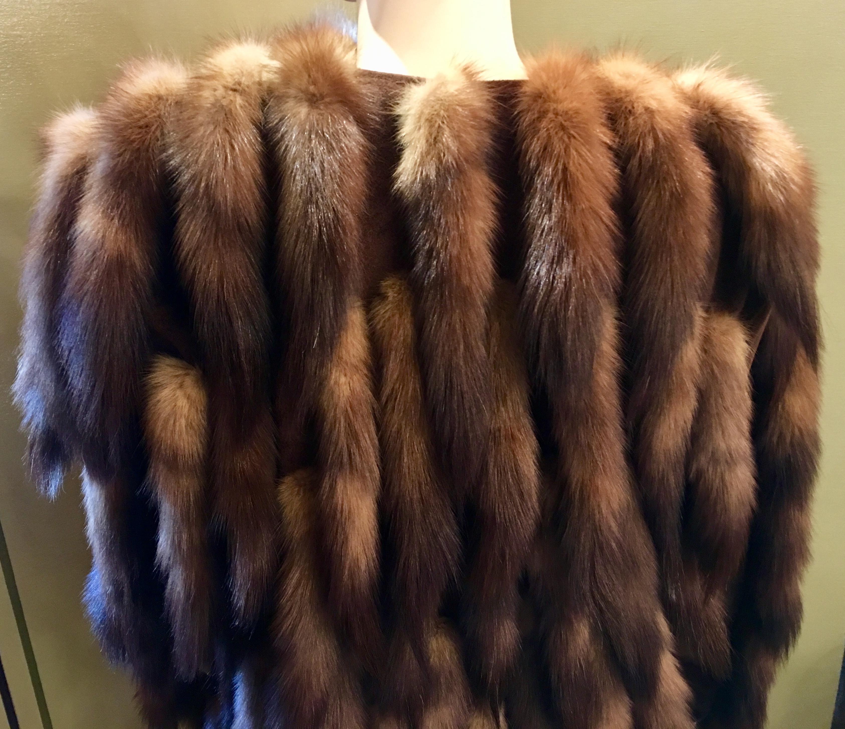 Opulent 1980s Russian Sable Tail Brown Suede Jacket by Amen Wardy Newport Beach 4