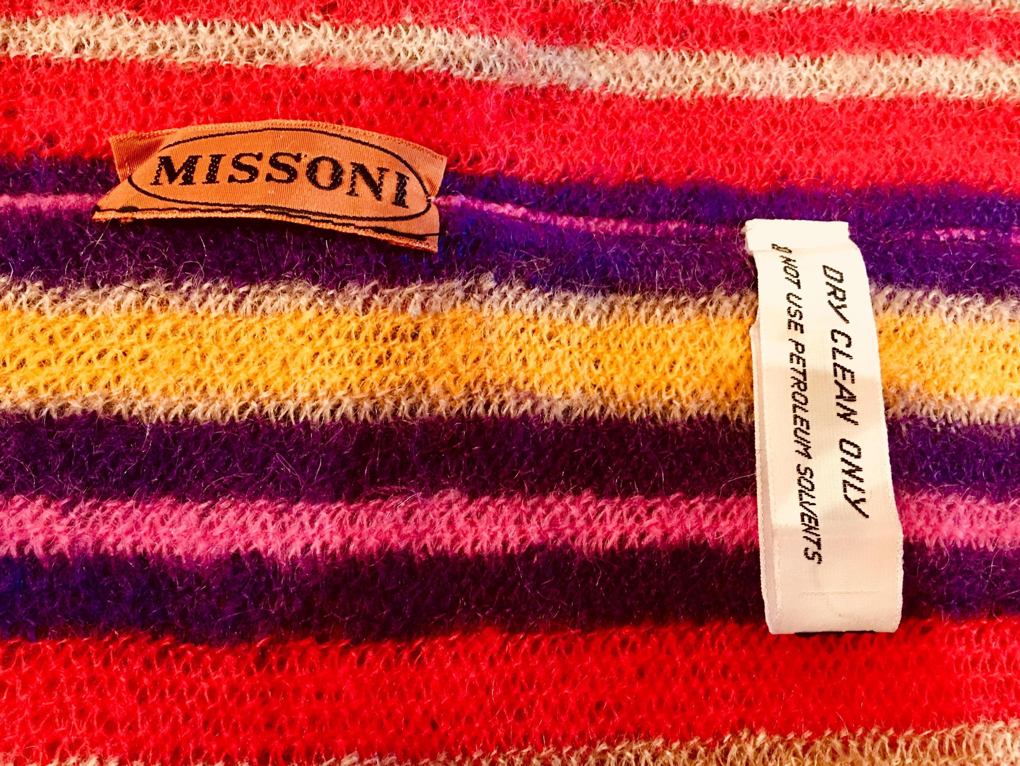 Couture Missoni Plaid Knitted Hooded Wool Cape Cloak with Orange Label For Sale 3