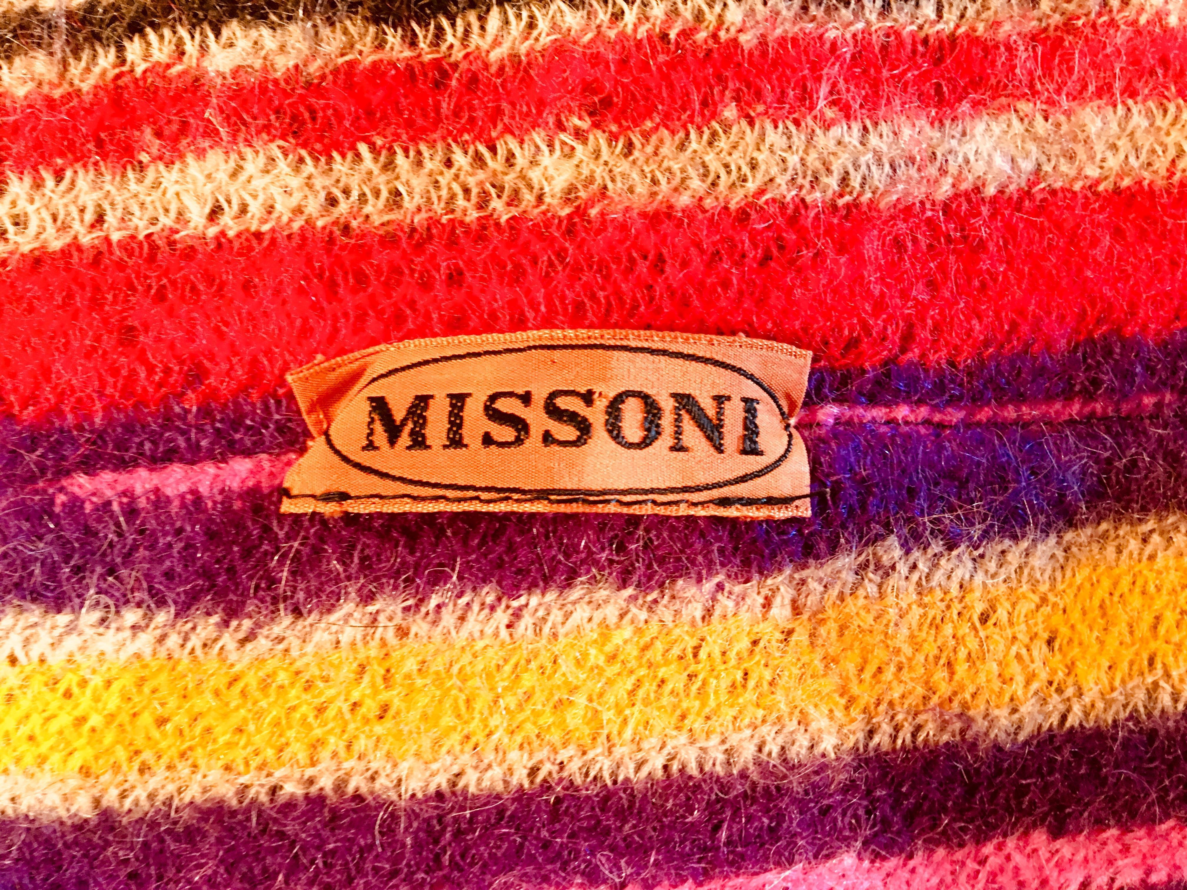 Couture Missoni Plaid Knitted Hooded Wool Cape Cloak with Orange Label For Sale 4