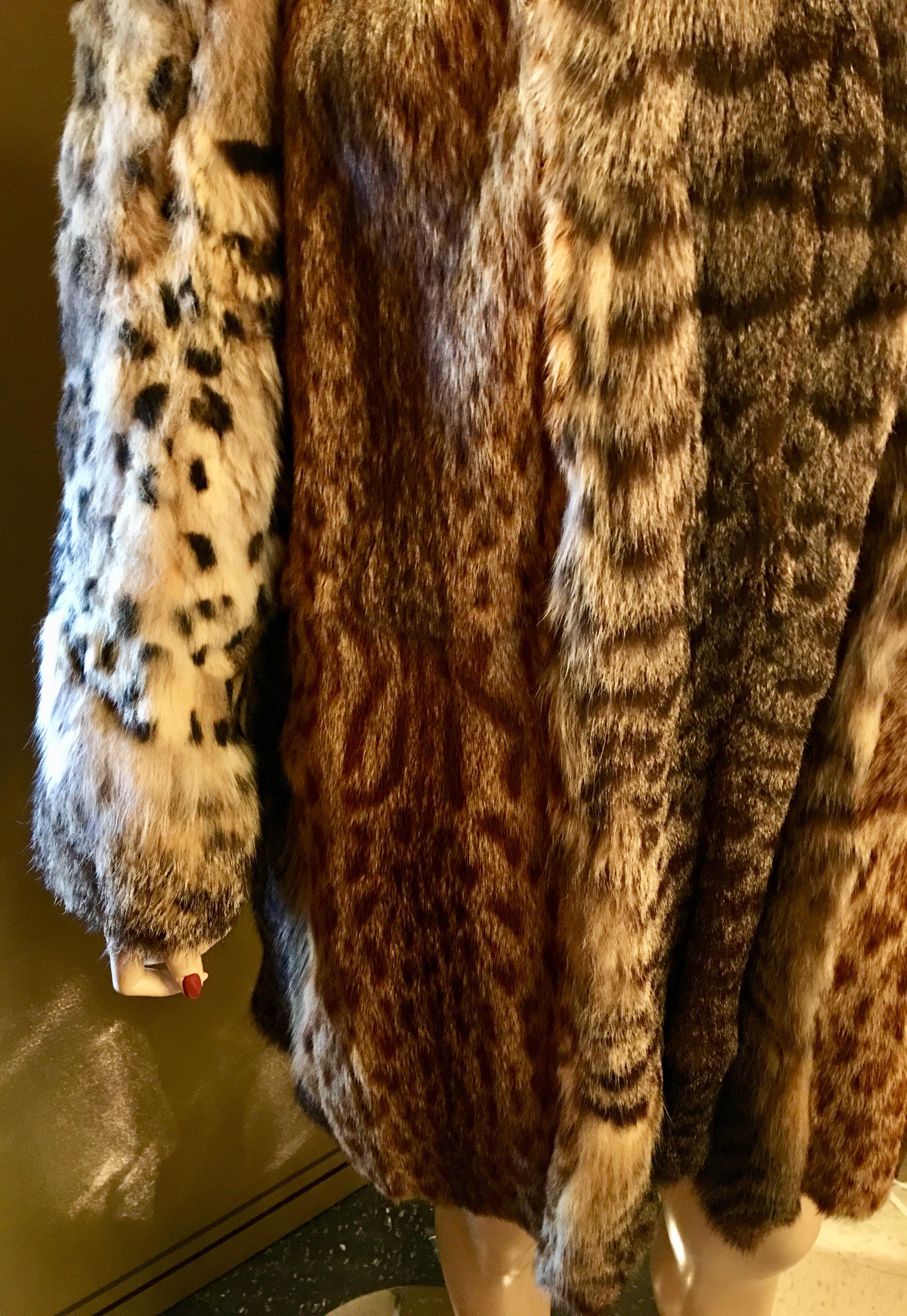 Sexy German Christine Vogdt 1970s Lynx Fur Stroller Length Coat US Size 8 Medium In Excellent Condition For Sale In Tustin, CA