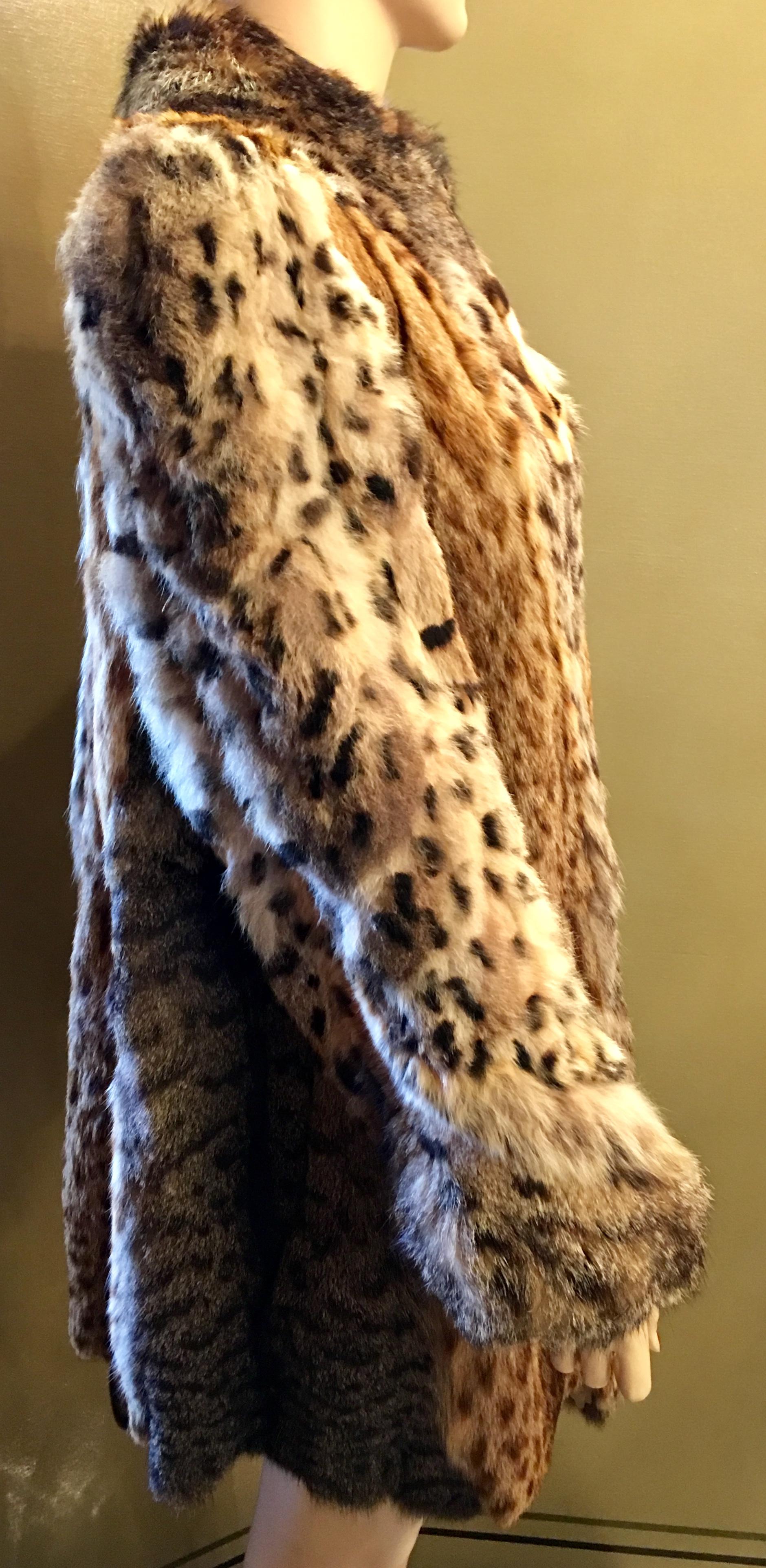 Sexy German Christine Vogdt 1970s Lynx Fur Stroller Length Coat US Size 8 Medium For Sale 2