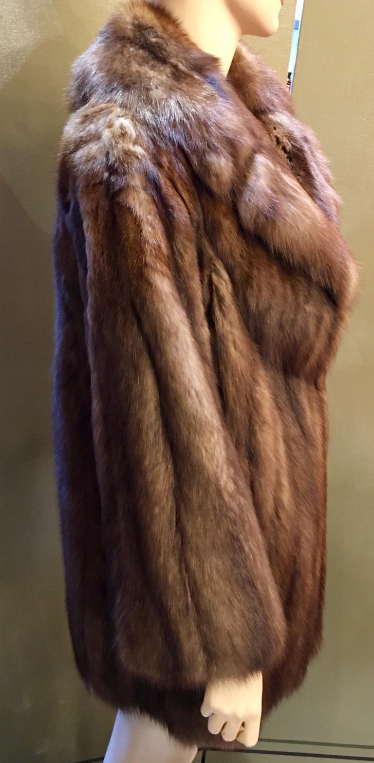 Black Supreme Opulent Russian Sable Fur Stroller Length Coat  For Sale