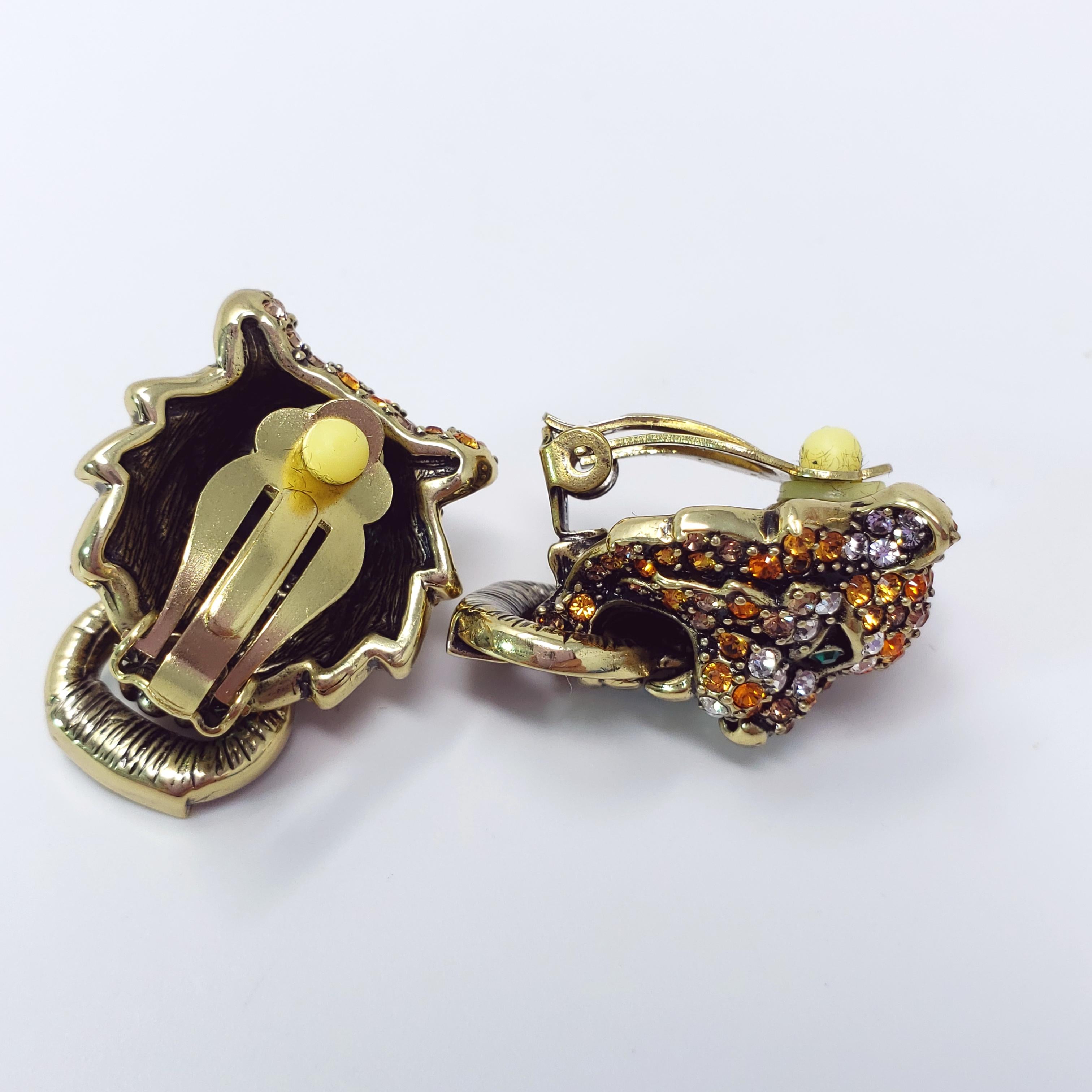 Heidi Daus Animal Magic Tiger Demi Parure Beaded Necklace and Clip on Earrings 1